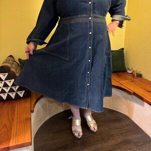 eShakti trapunto waist midi shirtdress